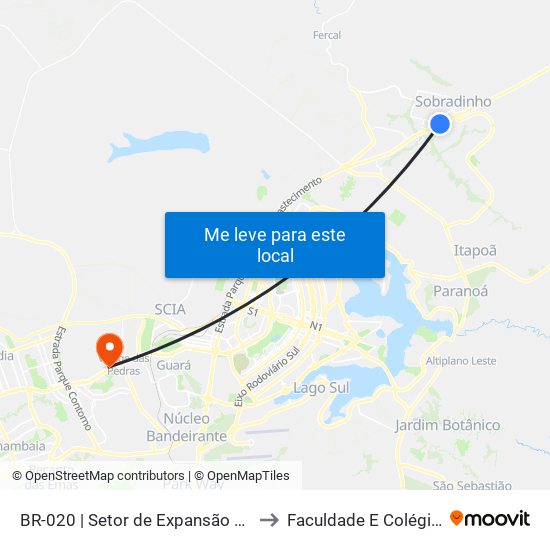 BR-020 | Setor de Expansão Econômica to Faculdade E Colégio Mauá map