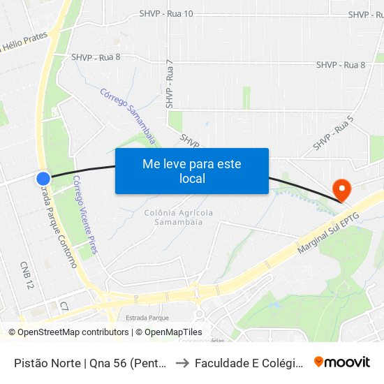 Pistão Norte | Qna 56 (Pentecostes) to Faculdade E Colégio Mauá map