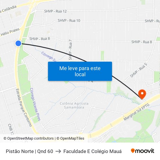 Pistão Norte | Qnd 60 to Faculdade E Colégio Mauá map