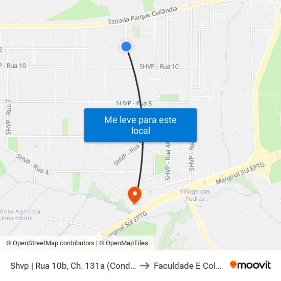 Shvp | Rua 10b, Ch. 131a (Cond. Summer Ville) to Faculdade E Colégio Mauá map