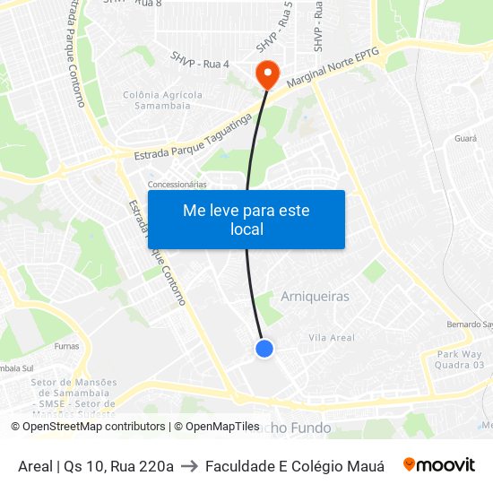 Areal | Qs 10, Rua 220a to Faculdade E Colégio Mauá map