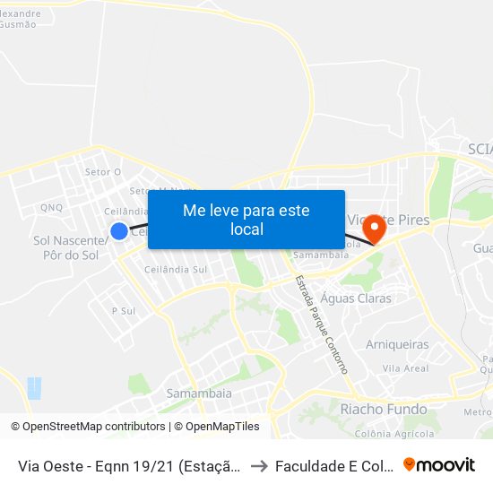 Via Oeste - Eqnn 19/21 (Estação Ceilândia Norte) to Faculdade E Colégio Mauá map