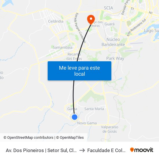 Av. Dos Pioneiros | Setor Sul, Cl 5 (Unicesumar) to Faculdade E Colégio Mauá map