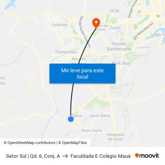 Setor Sul | Qd. 6, Conj. A to Faculdade E Colégio Mauá map