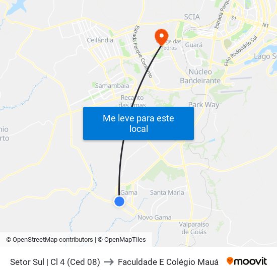 Setor Sul | Cl 4 (Ced 08) to Faculdade E Colégio Mauá map