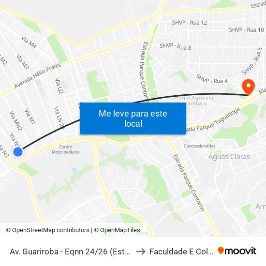 Av. Guariroba - Eqnn 24/26 (Estação Ceilândia Sul) to Faculdade E Colégio Mauá map
