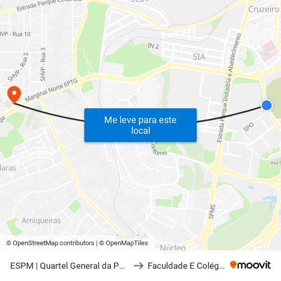 ESPM | Quartel General da Polícia Militar to Faculdade E Colégio Mauá map