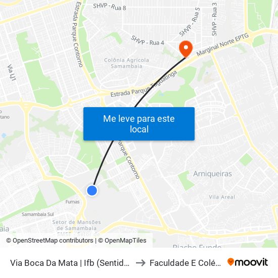 Via Boca Da Mata | Ifb (Sentido Taguatinga) to Faculdade E Colégio Mauá map