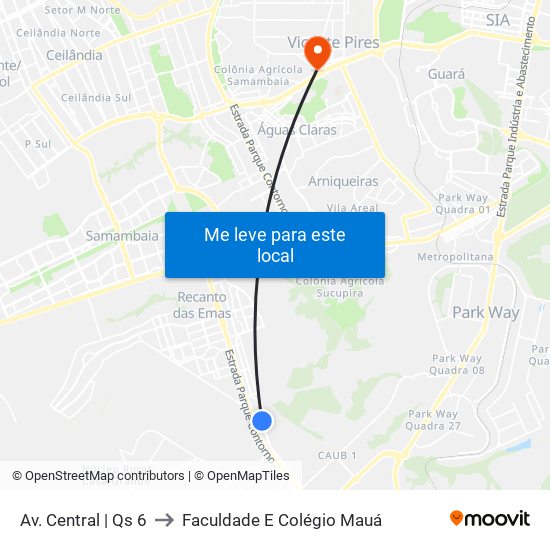 Av. Central | Qs 6 to Faculdade E Colégio Mauá map