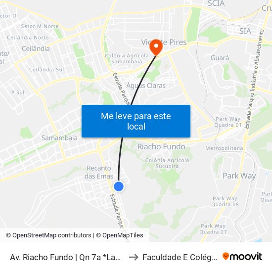 Av. Riacho Fundo | Qn 7a *Lado Oposto* to Faculdade E Colégio Mauá map