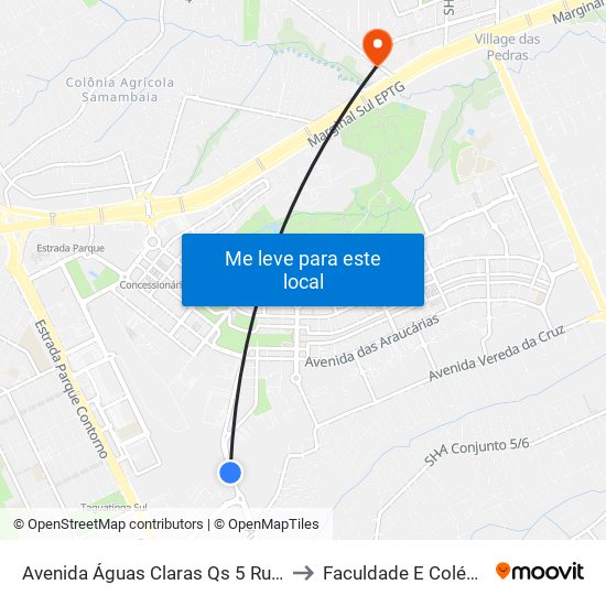 Avenida Águas Claras Qs 5 Rua 400, 2-286 to Faculdade E Colégio Mauá map