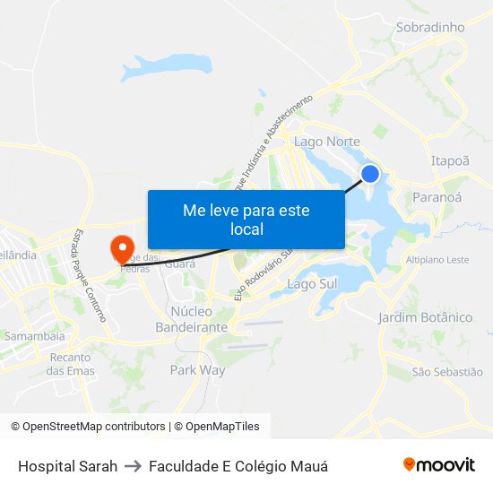 Hospital Sarah to Faculdade E Colégio Mauá map