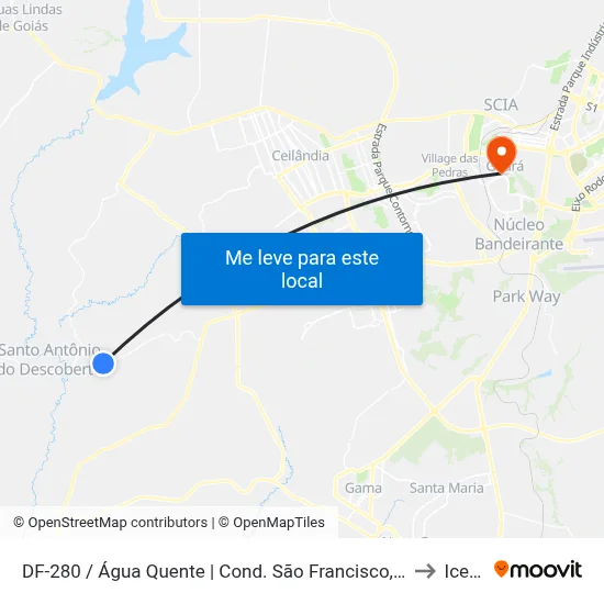 DF-280 / Água Quente | Cond. São Francisco, Qd. 1 to Icesp map