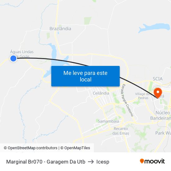 Marginal Br070 - Garagem Da Utb to Icesp map