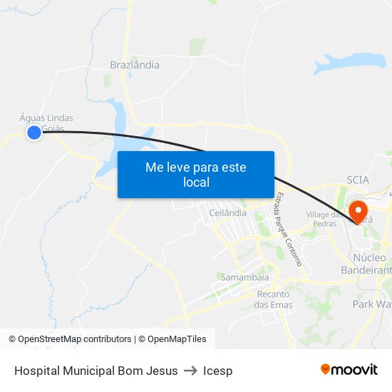 Hospital Municipal Bom Jesus to Icesp map