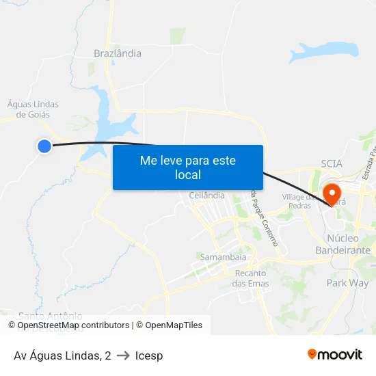 Av Águas Lindas, 2 to Icesp map
