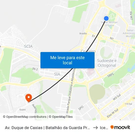 Av. Duque de Caxias | Batalhão da Guarda Presidencial to Icesp map