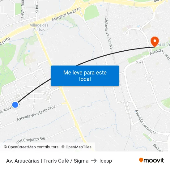 Av. Araucárias | Fran's Café / Sigma to Icesp map