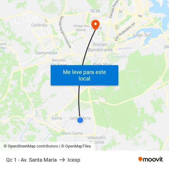 Qc 1 - Av. Santa Maria to Icesp map