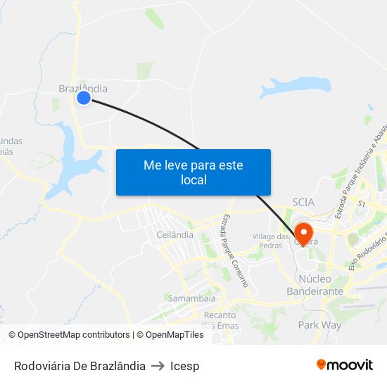 Rodoviária De Brazlândia to Icesp map