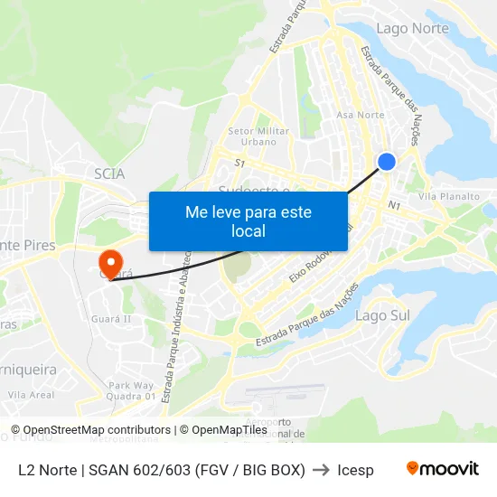 L2 Norte | SGAN 602/603 (FGV / BIG BOX) to Icesp map