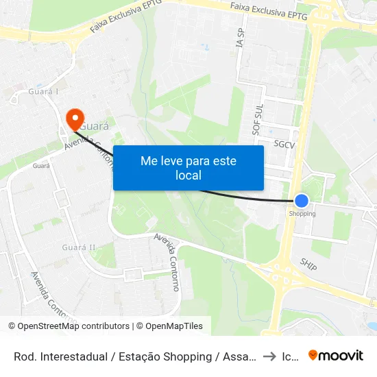 Rod. Interestadual / Estação Shopping / Assaí / Park Shopping to Icesp map