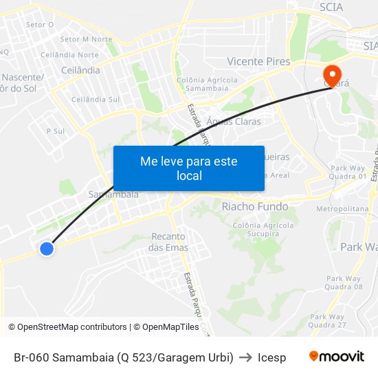 Br-060 Samambaia (Q 523/Garagem Urbi) to Icesp map