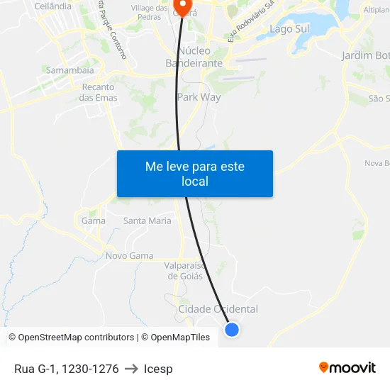 Rua G-1, 1230-1276 to Icesp map