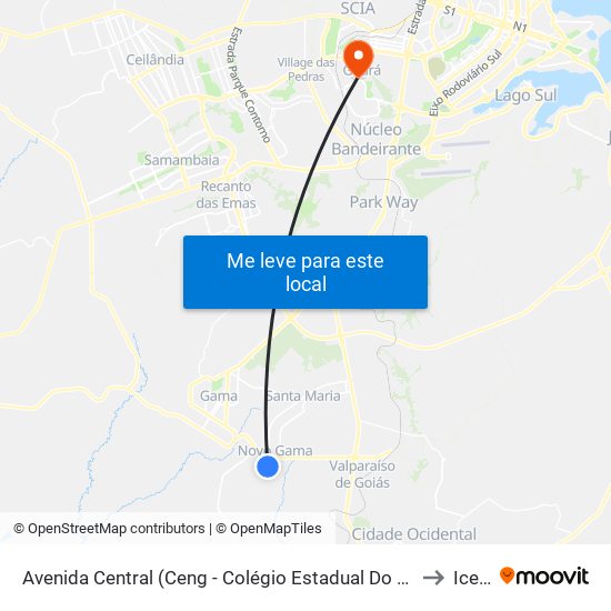 Avenida Central (Ceng - Colégio Estadual Do Novo Gama) to Icesp map