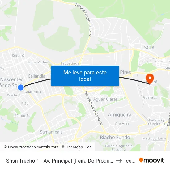 Shsn Trecho 1 - Av. Principal (Feira Do Produtor) to Icesp map