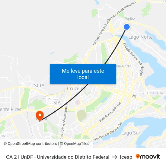 CA 2 | UnDF - Universidade do Distrito Federal to Icesp map