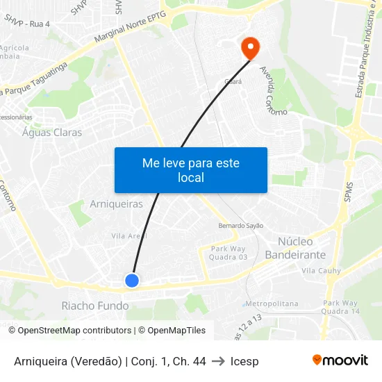 Arniqueira (Veredão) | Conj. 1, Ch. 44 to Icesp map