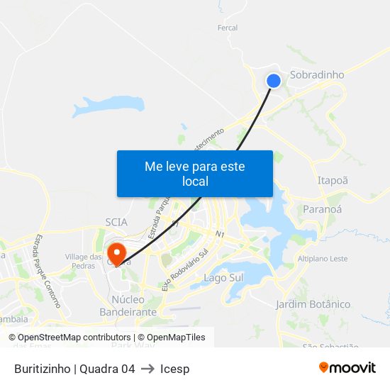 Buritizinho | Quadra 04 to Icesp map