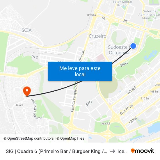 SIG | Quadra 6 (Primeiro Bar / Burguer King / Nazo) to Icesp map