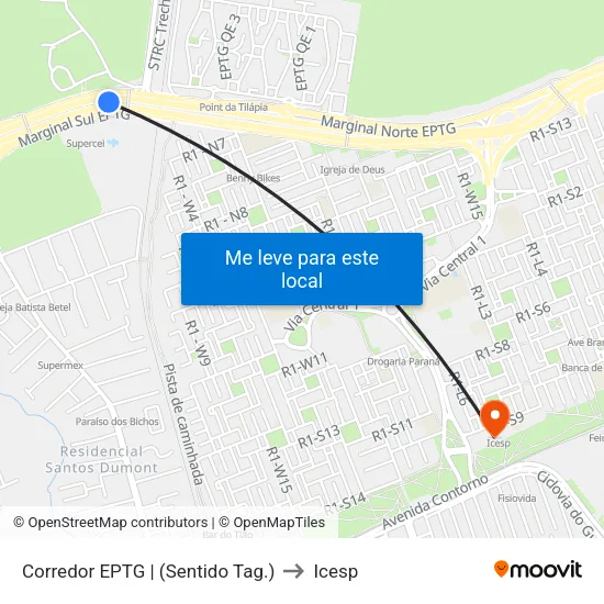 Corredor EPTG | (Sentido Tag.) to Icesp map