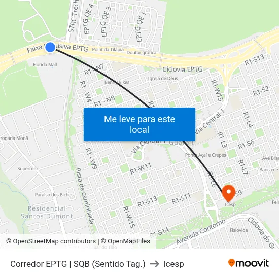 Corredor EPTG | SQB (Sentido Tag.) to Icesp map