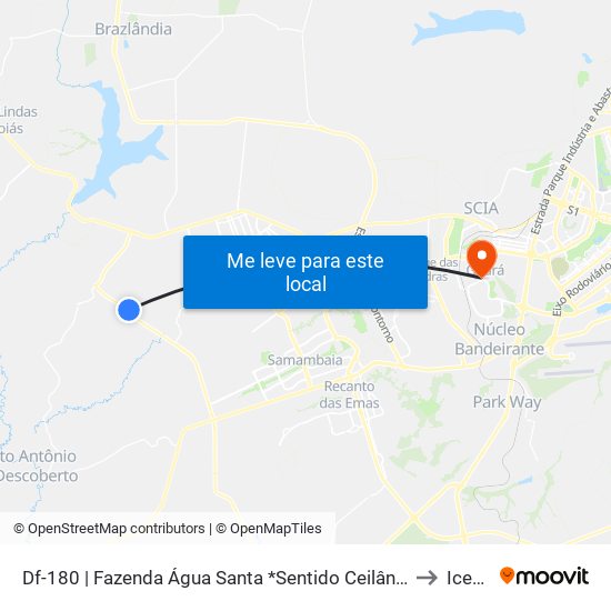 Df-180 | Fazenda Água Santa *Sentido Ceilândia* to Icesp map