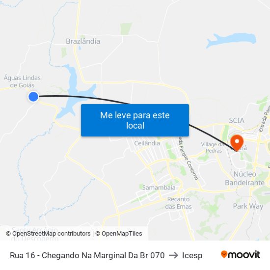 Rua 16 - Chegando Na Marginal Da Br 070 to Icesp map