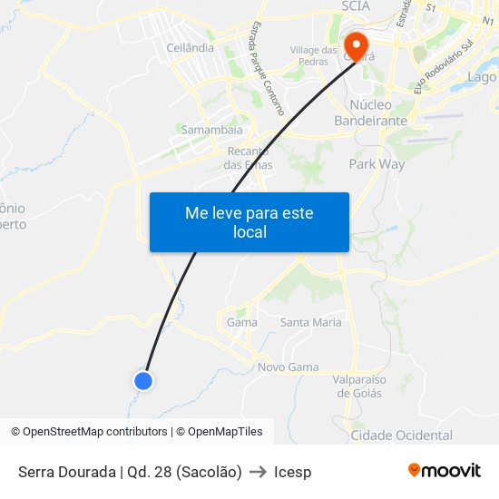 Serra Dourada | Qd. 28 (Sacolão) to Icesp map