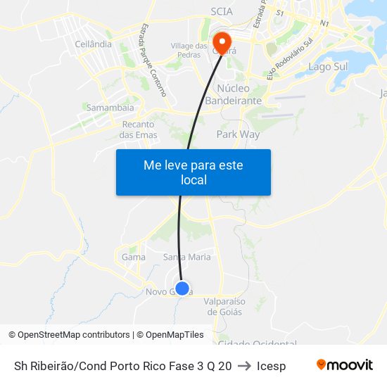 Sh Ribeirão/Cond Porto Rico Fase 3 Q 20 to Icesp map