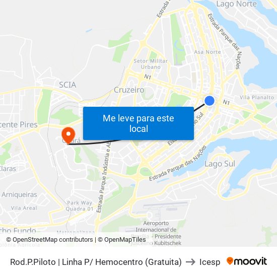 Rod.P.Piloto | Linha P/ Hemocentro (Gratuita) to Icesp map