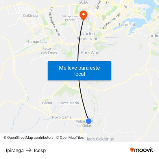 Ipiranga to Icesp map