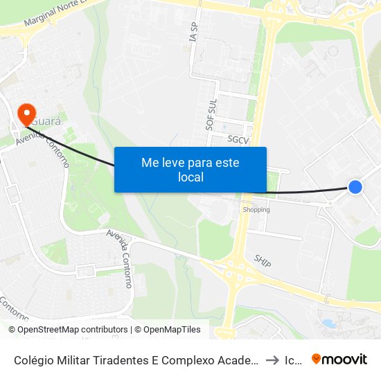 Colégio Militar Tiradentes / Academia de Bombeiros to Icesp map