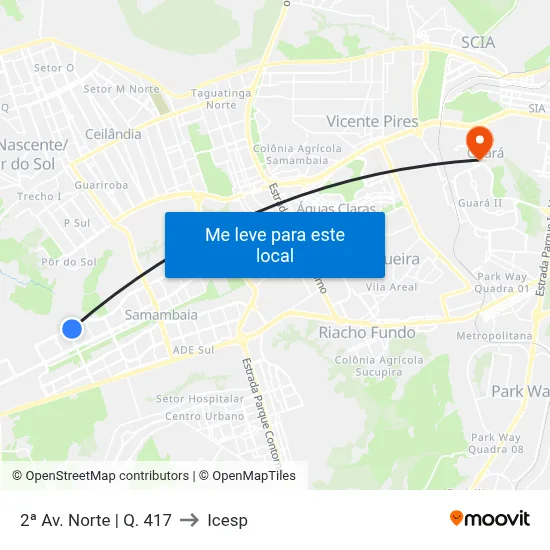 2ª Av. Norte | Q. 417 to Icesp map
