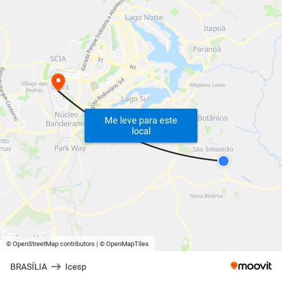 BRASÍLIA to Icesp map
