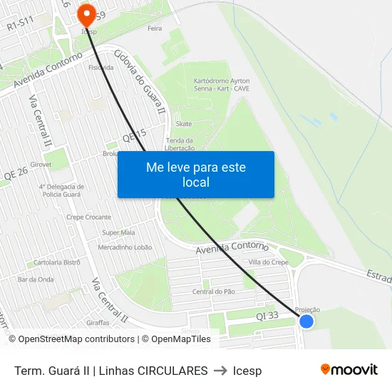 Term. Guará II | Linhas CIRCULARES to Icesp map