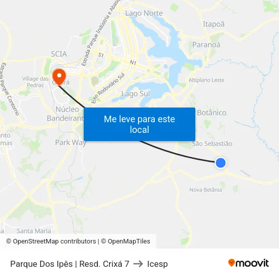 Parque Dos Ipês | Resd. Crixá 7 to Icesp map
