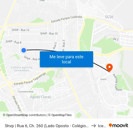 Shvp | Rua 6, Ch. 260 (Lado Oposto - Colégio Liceu) to Icesp map