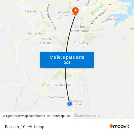 Rua Um, 10 to Icesp map