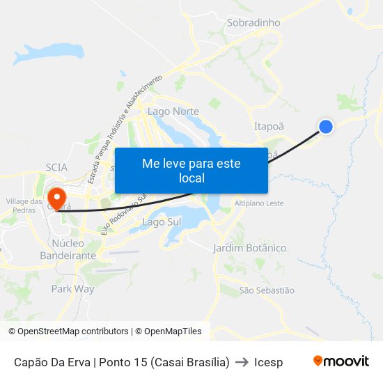 Capão Da Erva | Ponto 15 (Casai Brasília) to Icesp map